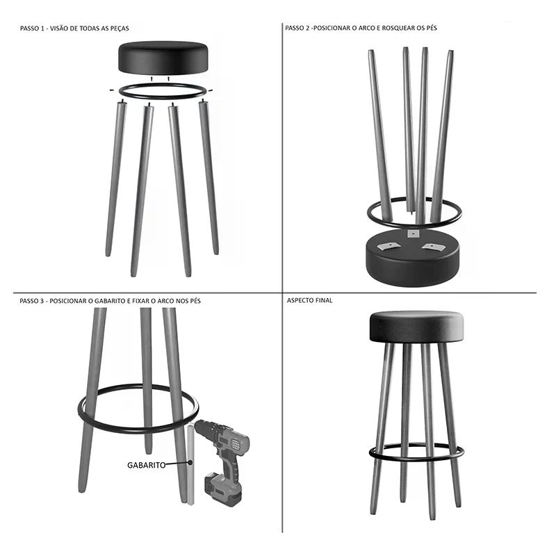 Kit 2 Banquetas Berlin Alta 70cm Telha - Salaone