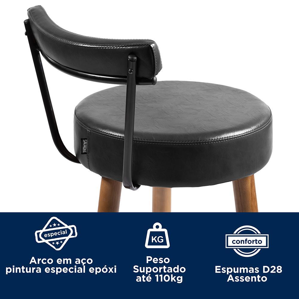 Kit 2 Banquetas Nápoles 89cm Couríssimo Preto - Salaone