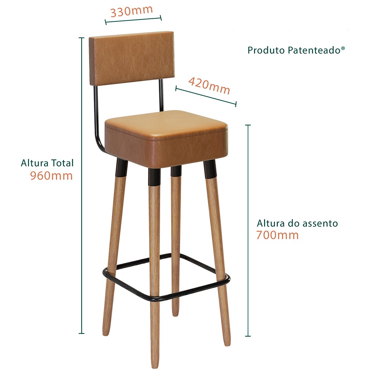 Kit 2 Banquetas para Bancada Estofada Bariloche Amarula