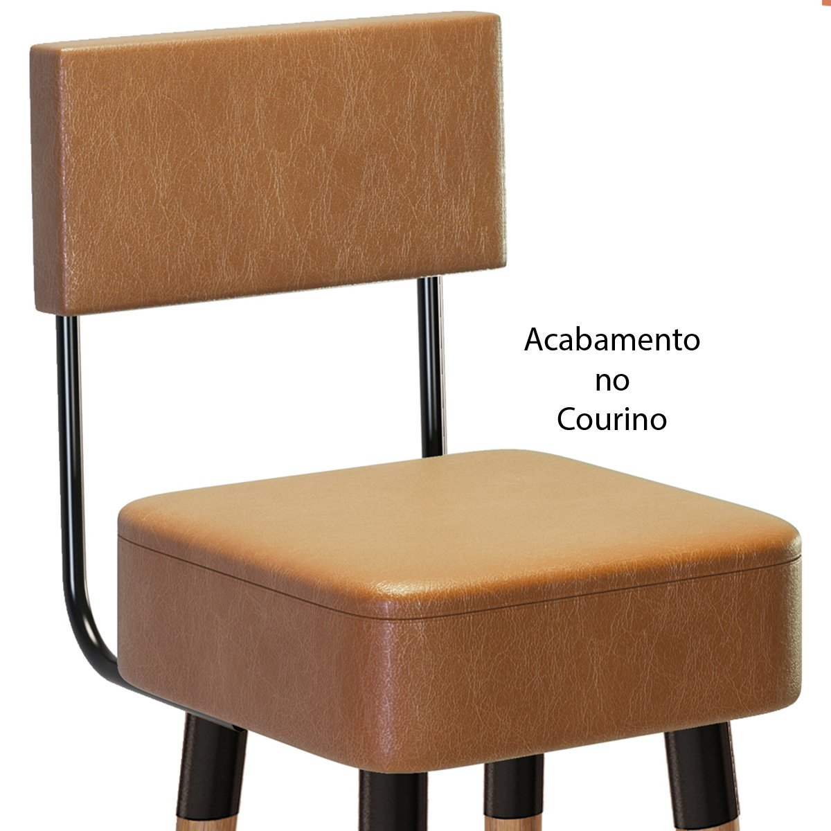 Kit 2 Banquetas para Bancada Estofada Bariloche Amarula