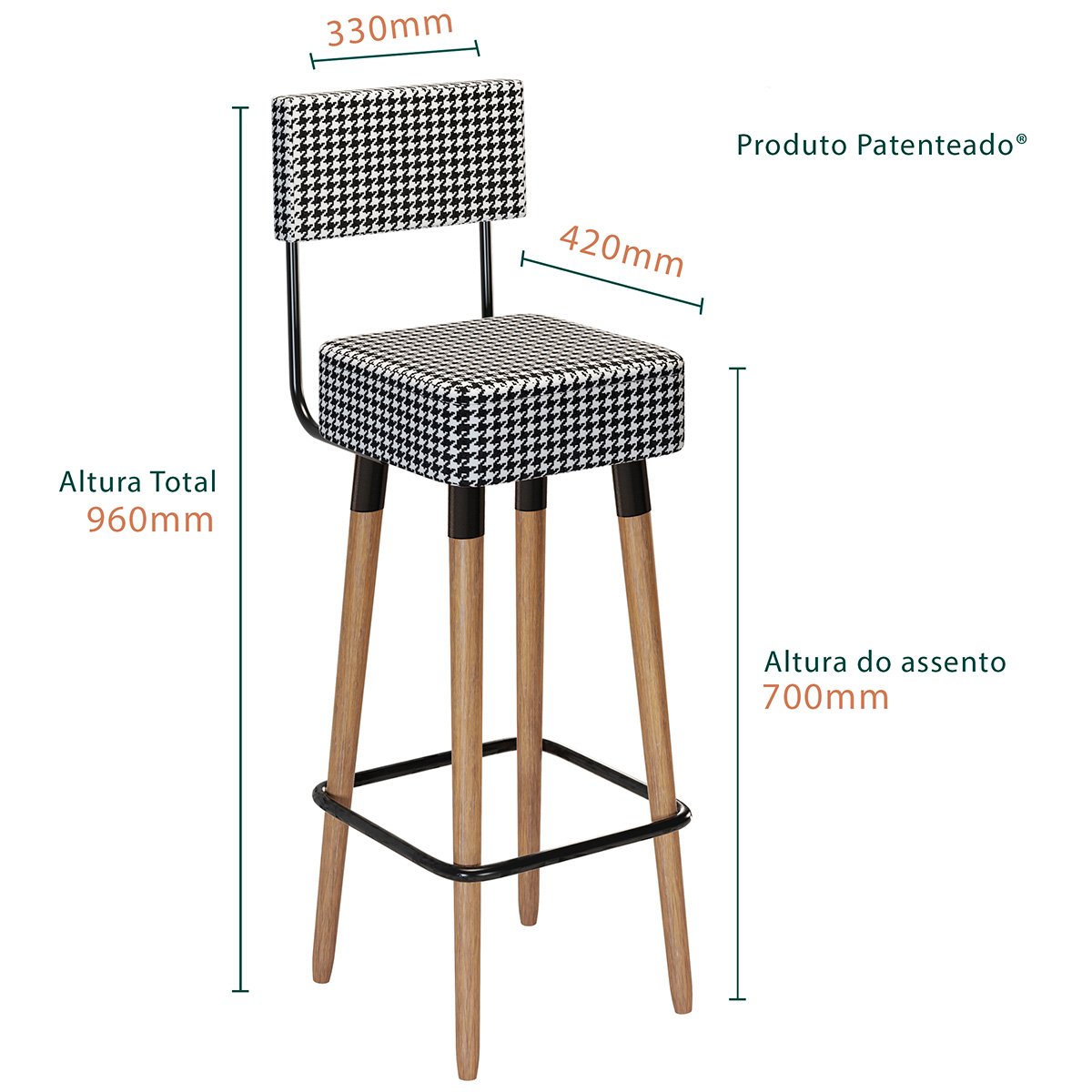 Kit 2 Banquetas para Bancada Estofada Bariloche Cardan