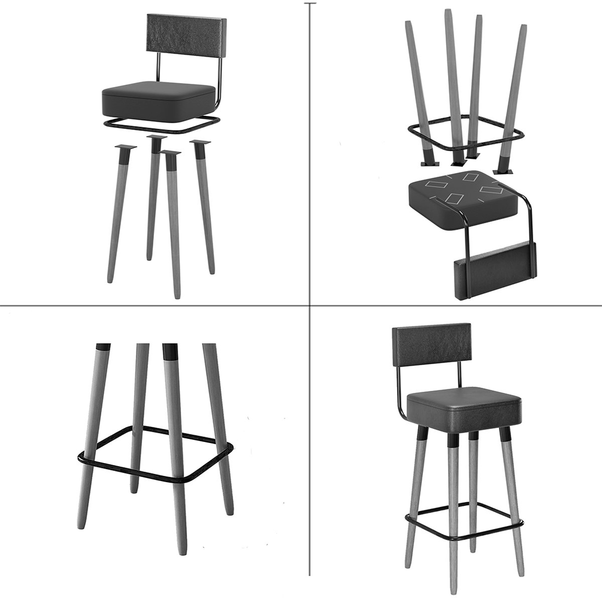 Kit 2 Banquetas para Bancada Estofada Bariloche Cardan