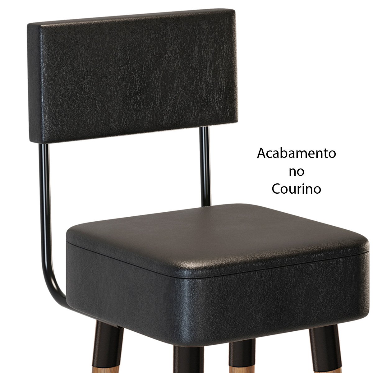Kit 2 Banquetas para Bancada Estofada Bariloche Preto