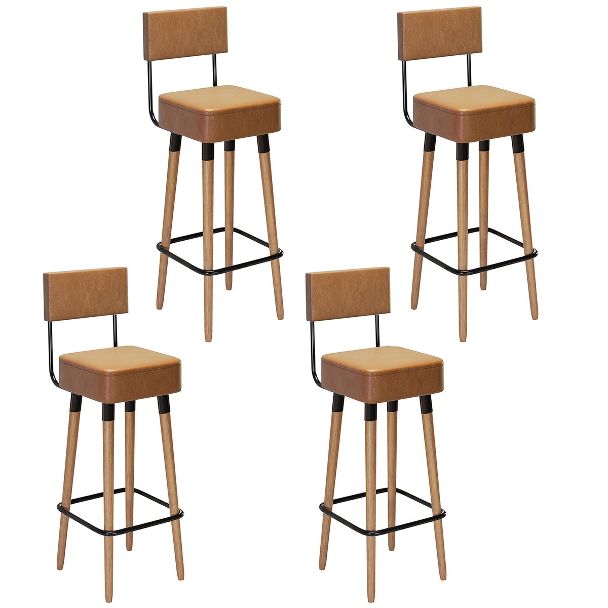 Kit 4 Banquetas para Bancada Estofada Bariloche Amarula