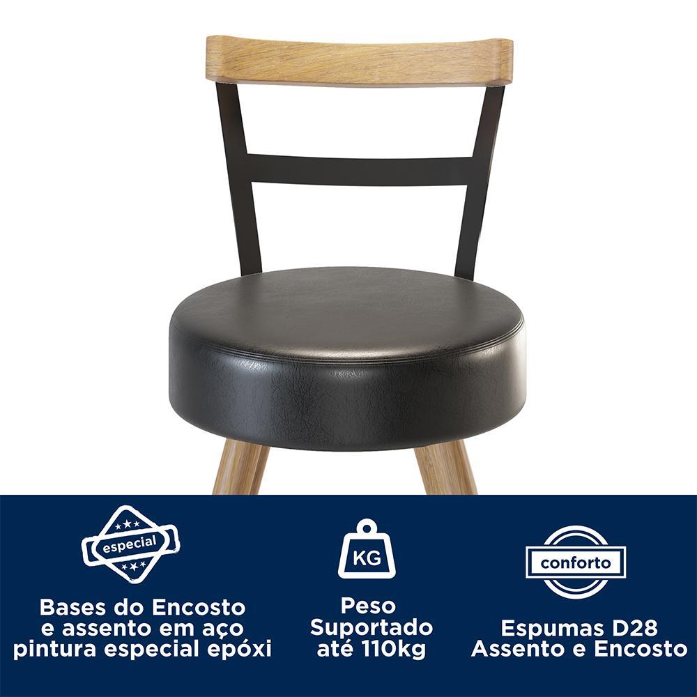 Kit 4 Cadeiras Moscou 79cm Couríssimo Preto - Salaone