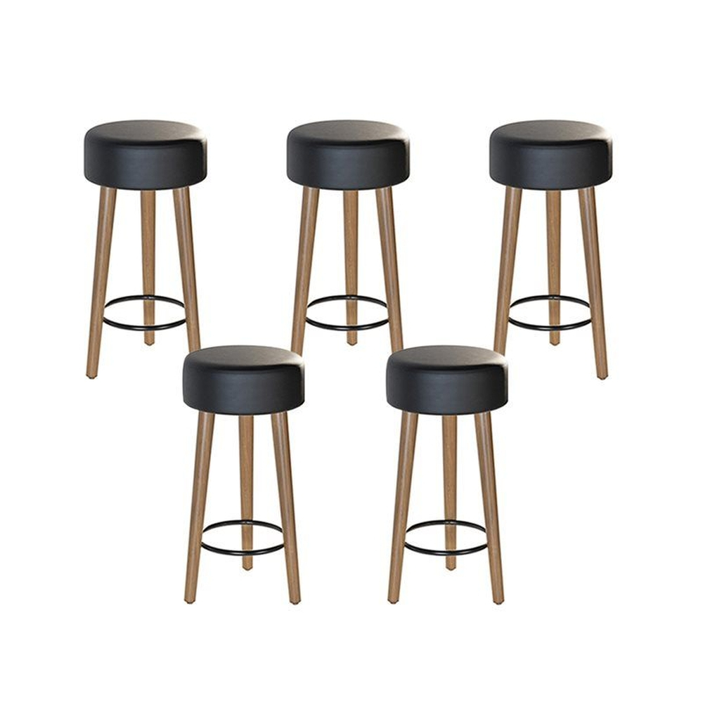 Kit Com 05 Banco Banqueta Pés Palito Paris Napa Preto - Salaone