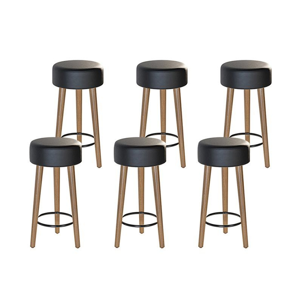 Kit Com 06 Banco Banqueta Pés Palito Paris Napa Preto - Salaone