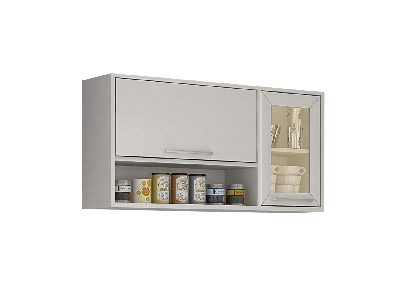 Armário Aéreo Reflecta De Cozinha 2 Portas Bascula Paris Salleto Branco