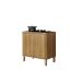 Balcao Paris 80cm 2 Portas Cooktop 4 Bocas Salleto Carvalho, Com recorte