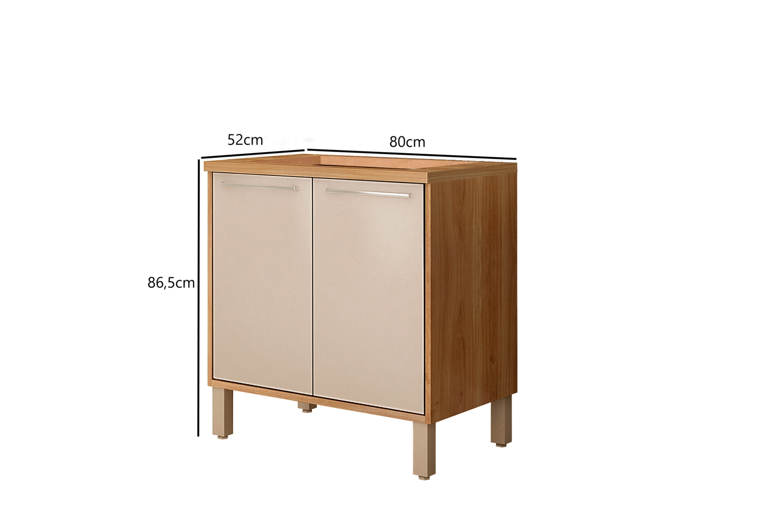 Balcao Paris 80cm 2 Portas Cooktop 5 Bocas Salleto Carvalho/Off White, Com recorte