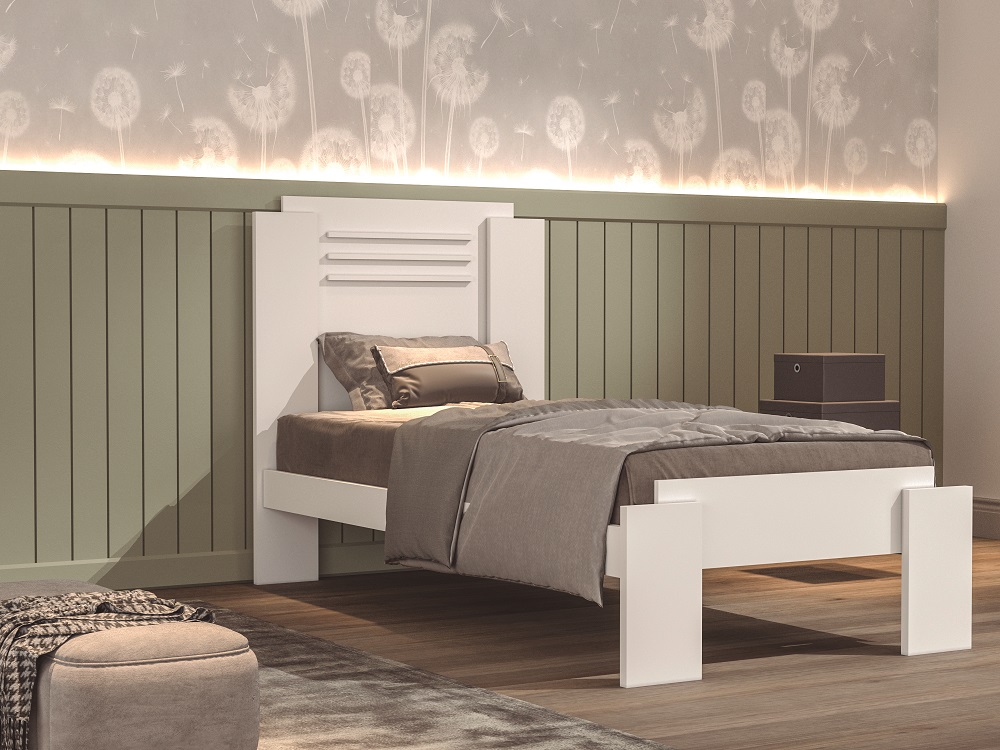 Cama de Solteiro Dallas Salleto Branco