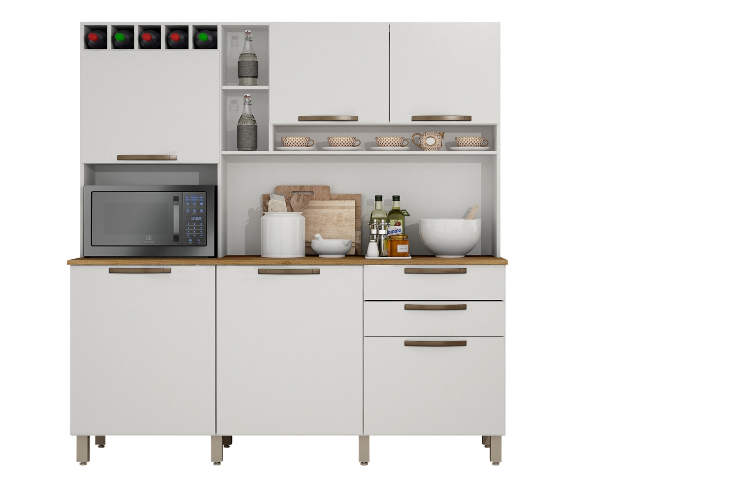 Cozinha Compacta Salleto Topazio com 6 Portas 2 Gavetas e 6 Prateleiras Branco