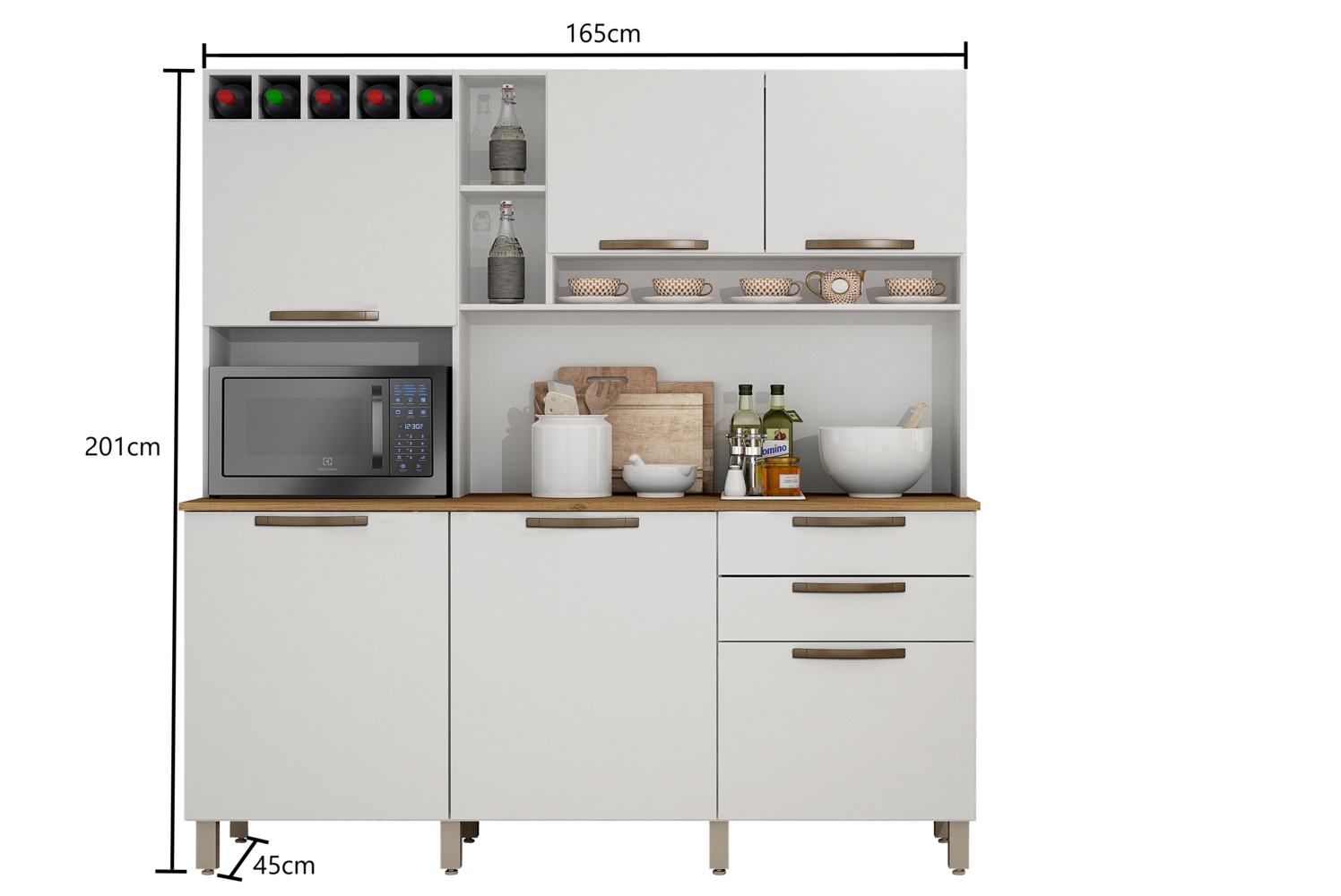 Cozinha Compacta Salleto Topazio com 6 Portas 2 Gavetas e 6 Prateleiras Branco
