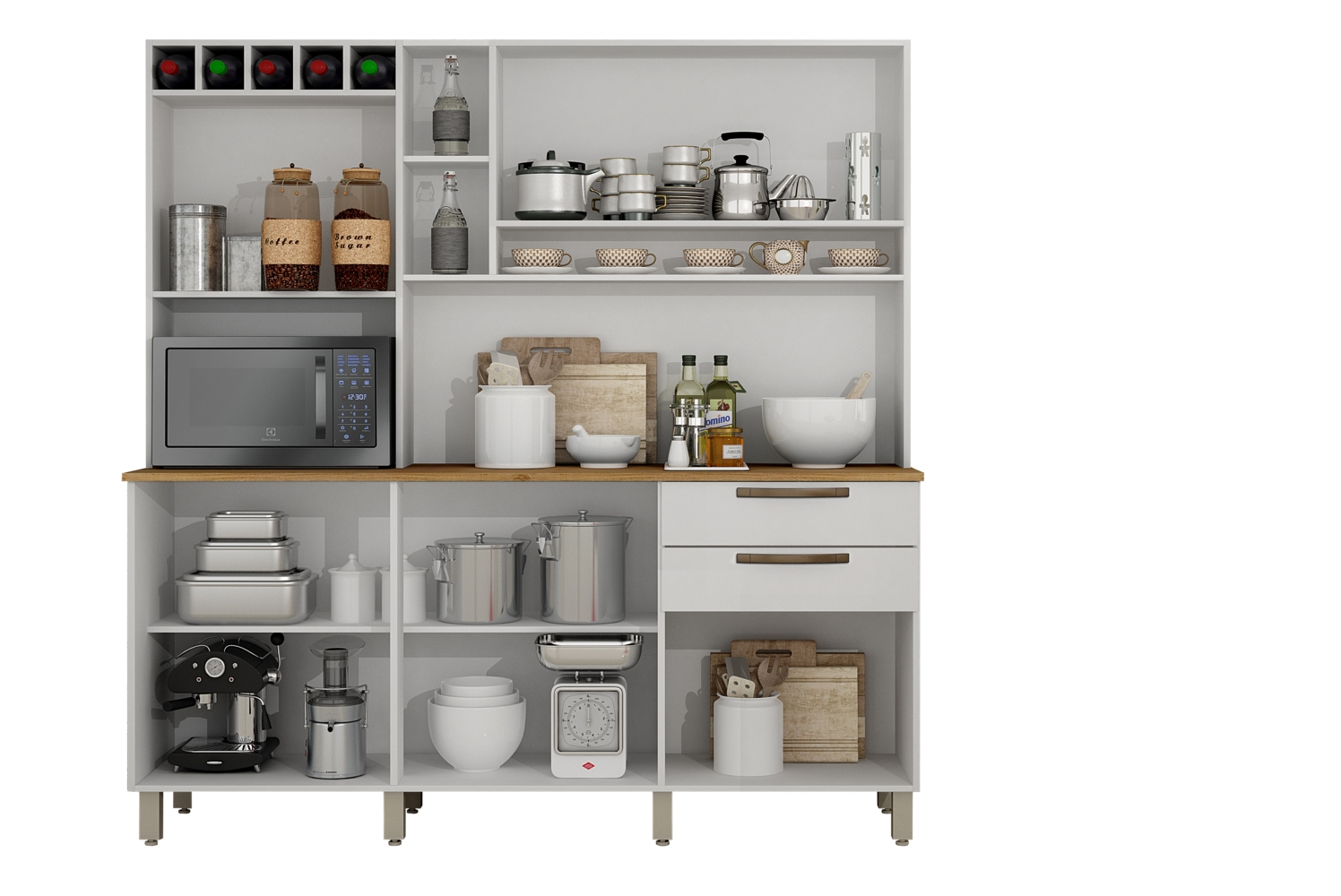 Cozinha Compacta Salleto Topazio com 6 Portas 2 Gavetas e 6 Prateleiras Branco