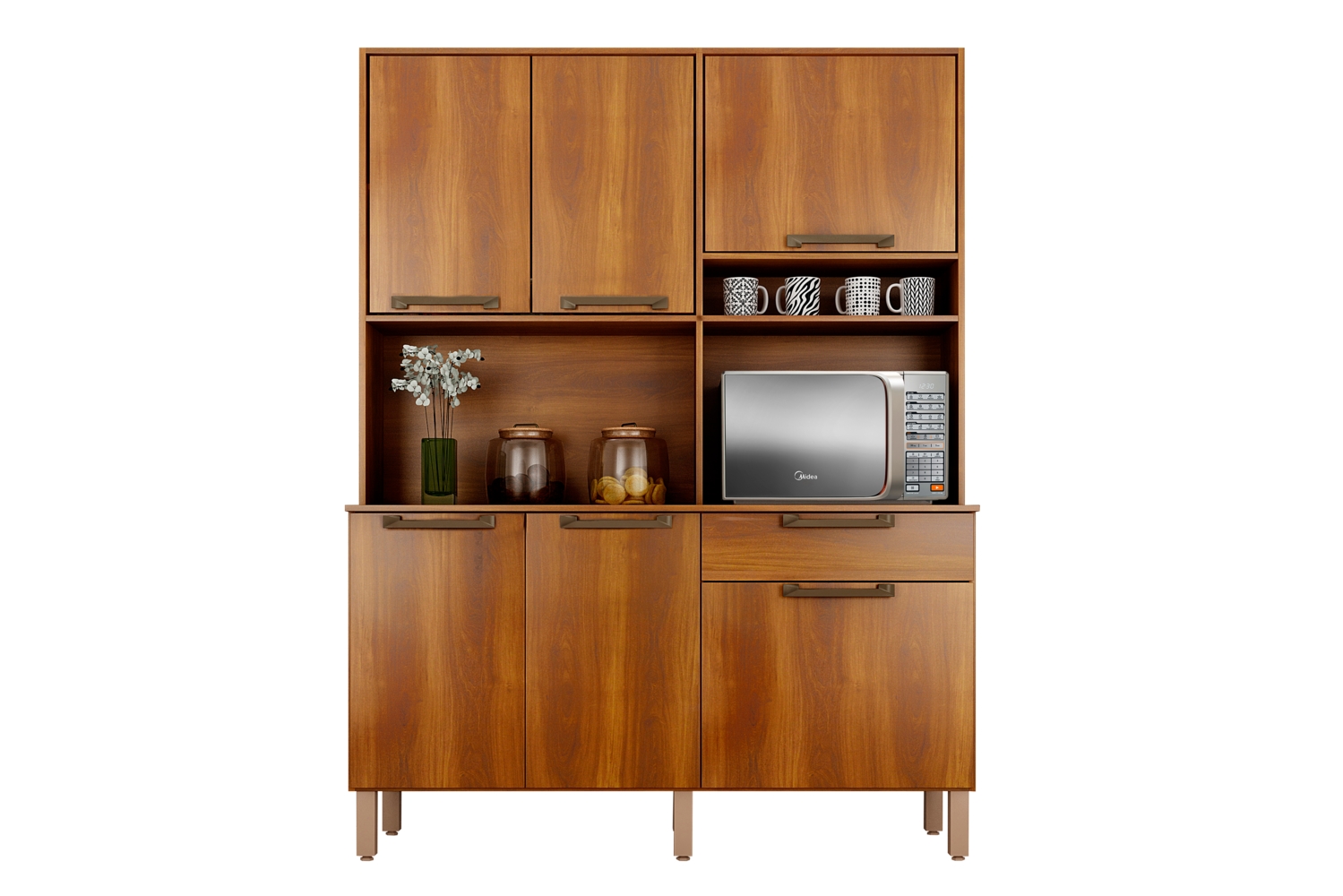 Cozinha Compacta Siena 6 Portas 1 Gaveta Salleto Nogal