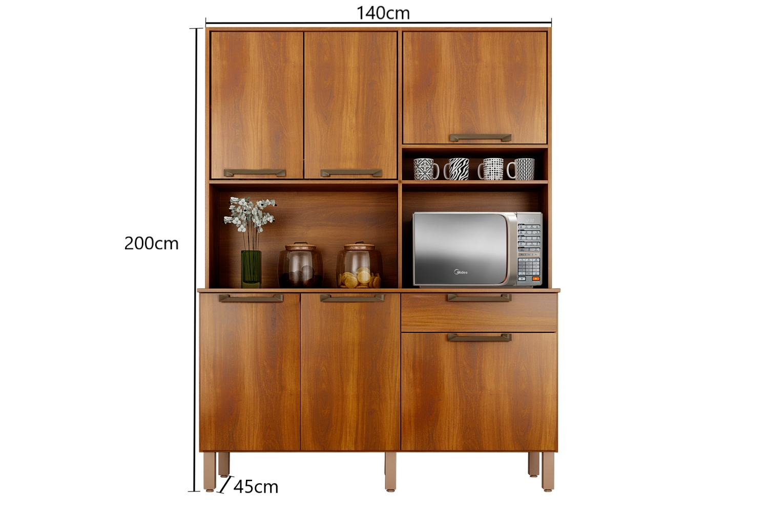 Cozinha Compacta Siena 6 Portas 1 Gaveta Salleto Nogal