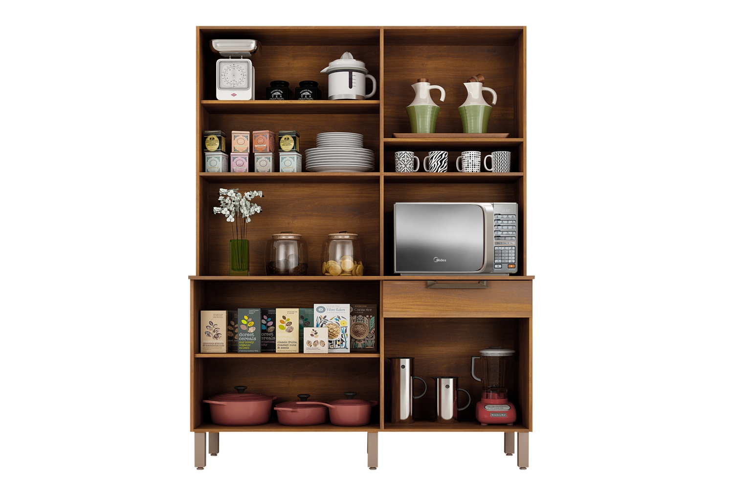 Cozinha Compacta Siena 6 Portas 1 Gaveta Salleto Nogal/Off White