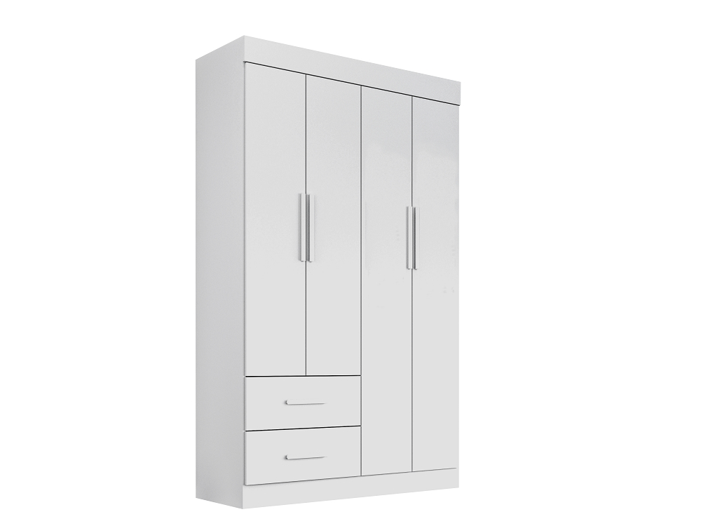 Guarda-Roupa 4 Portas 2 Gavetas New Verona Salleto Branco