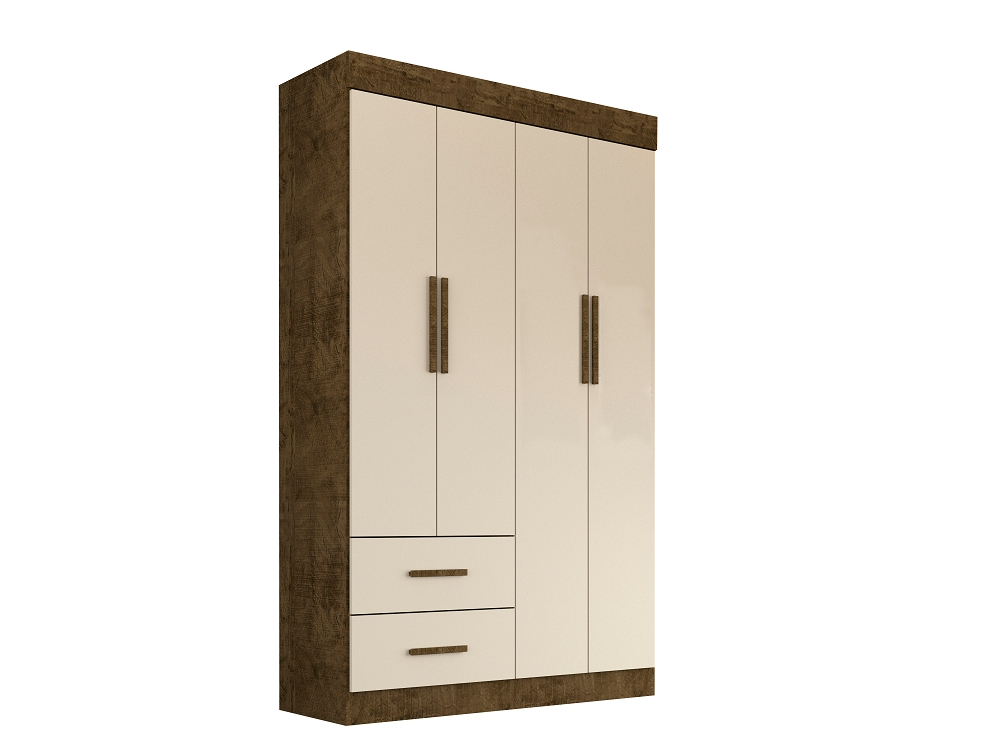 Guarda-Roupa 4 Portas 2 Gavetas New Verona Salleto Ipê/Off White