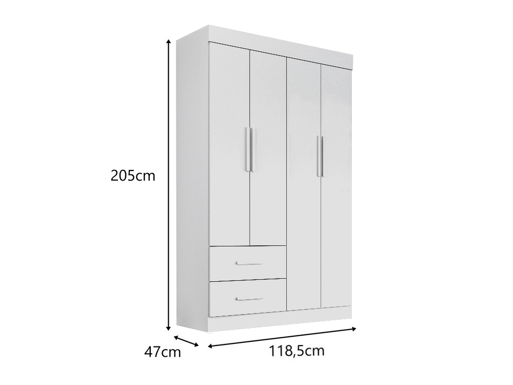 Guarda-Roupa 4 Portas 2 Gavetas New Verona Salleto Ipê/Off White