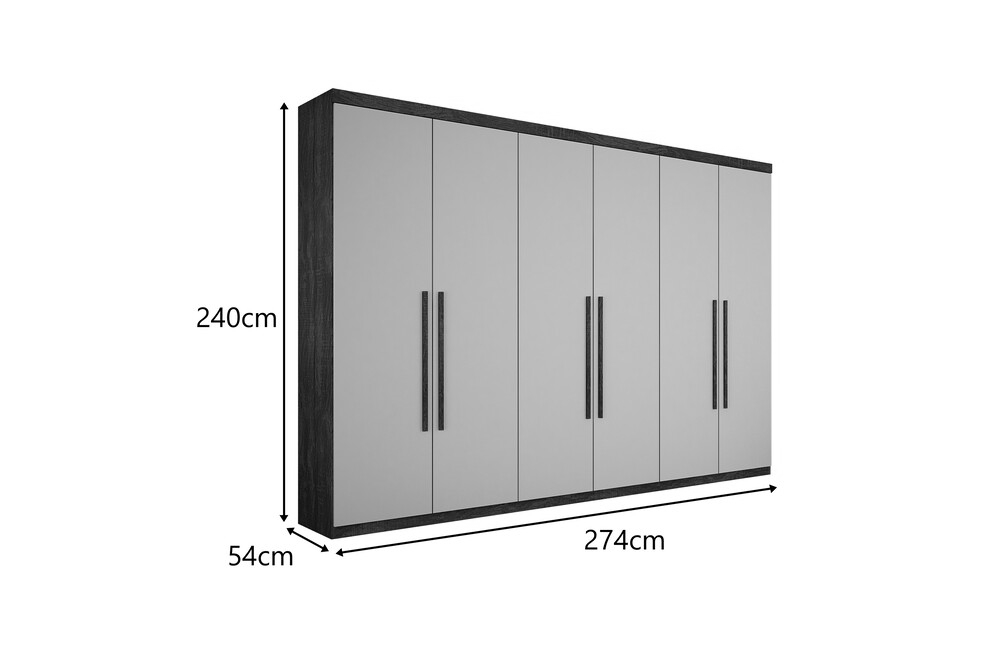 Guarda Roupa Órion 6 Portas 6 Gavetas Sallêto Ipê/Off White