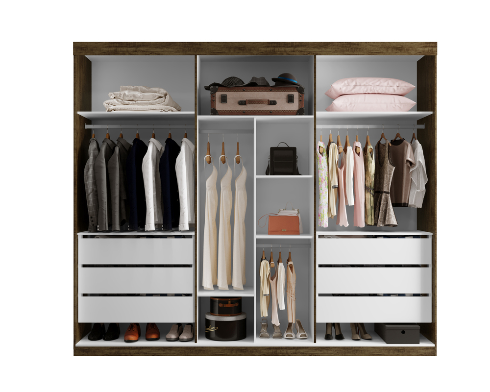 Guarda Roupa Órion 6 Portas 6 Gavetas Sallêto Ipê/Off White