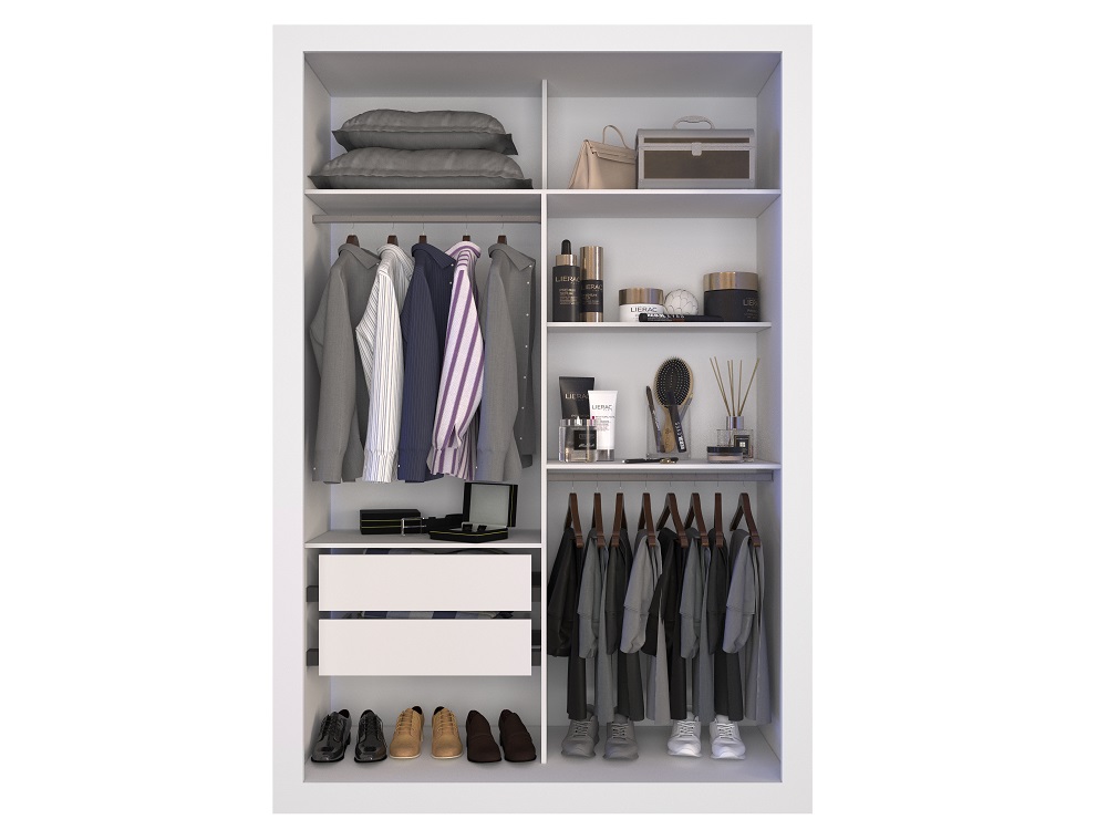 Guarda Roupa Casal 2 Portas 2 Gavetas 1 Espelho Panama Salleto Ipê/Off White