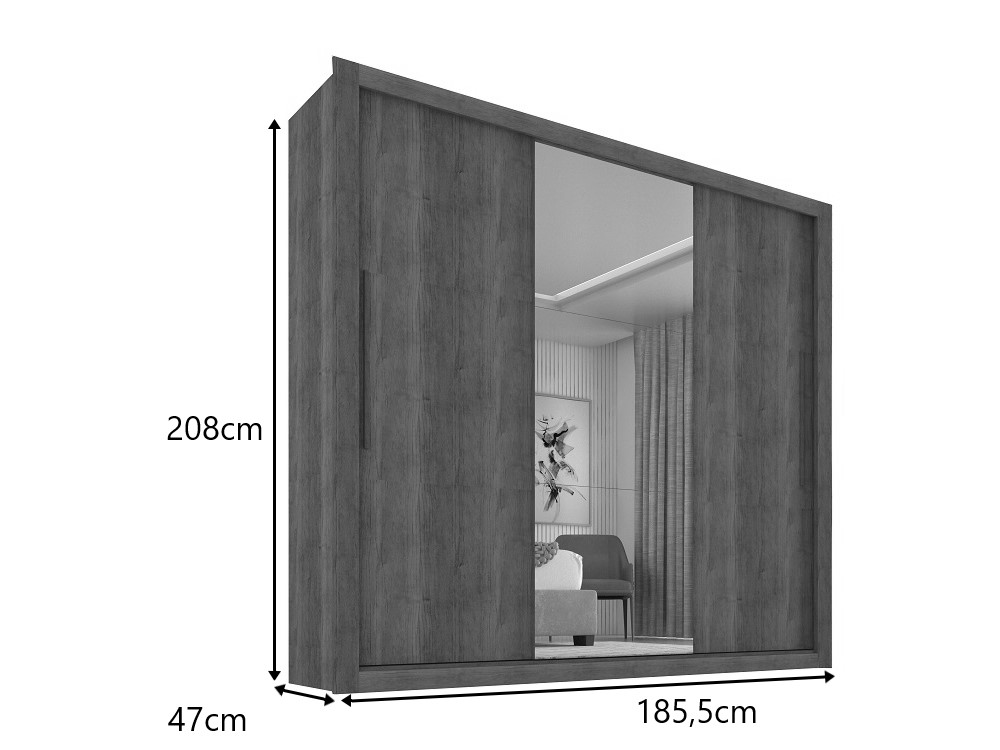 Guarda Roupa Casal 3 Portas 4 Gavetas Com Espelho Central Panama Salleto Branco