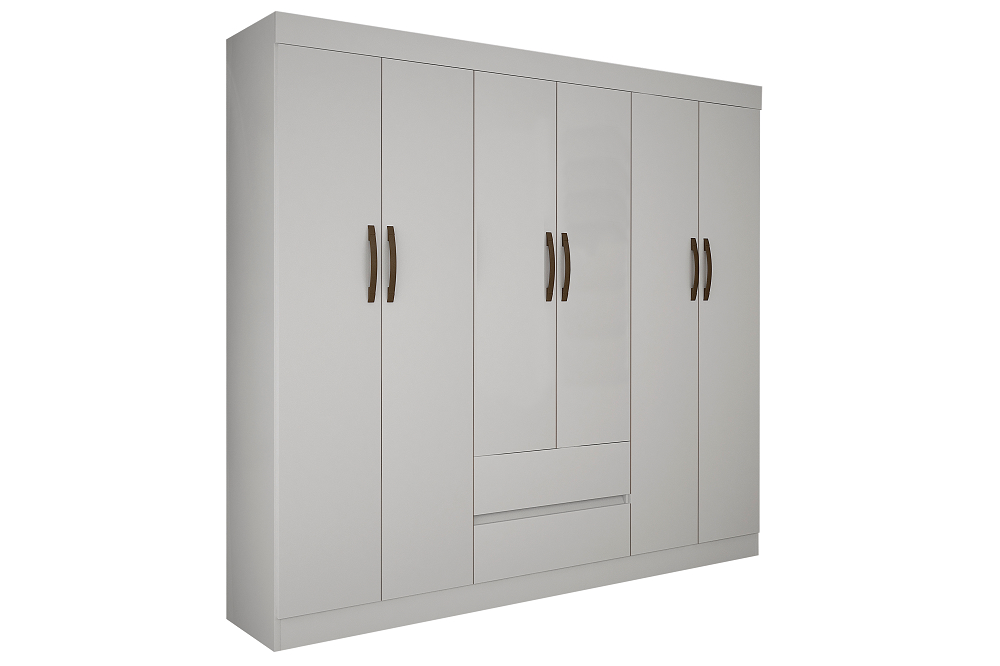 Guarda Roupa Casal 6 Portas 2 Gavetas Porto Sallêto Branco