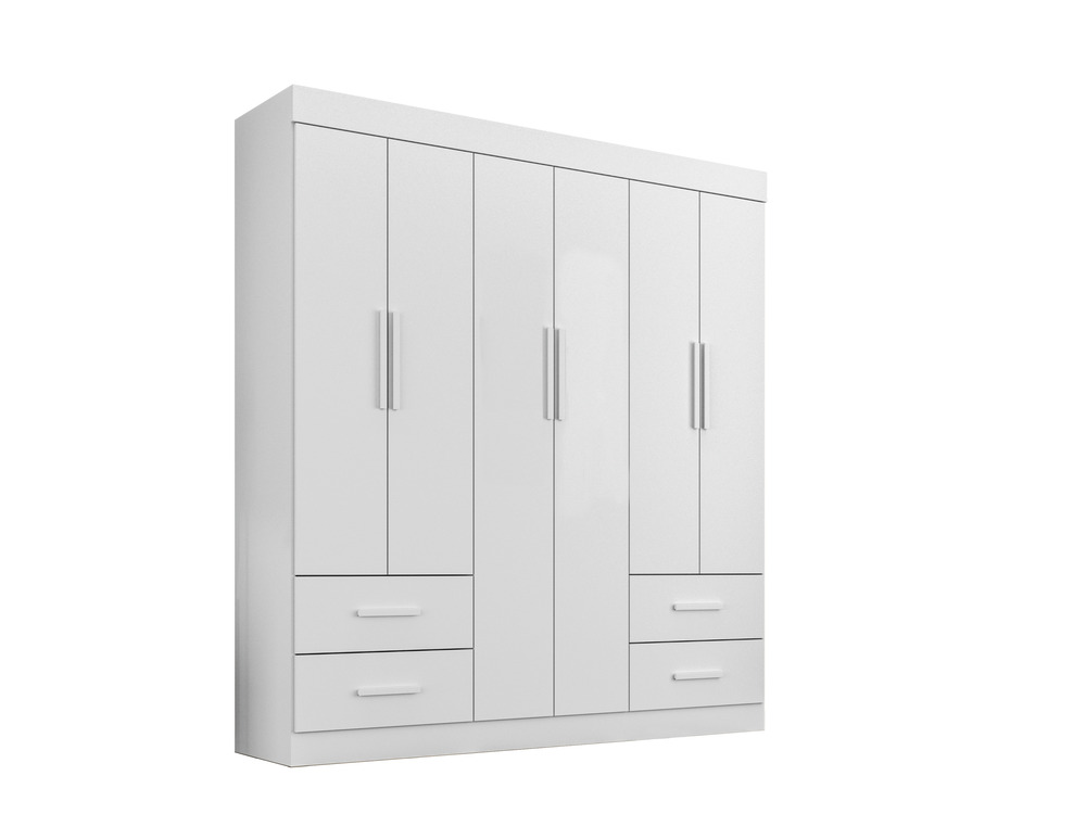 Guarda Roupa Casal 6 Portas 4 Gavetas New Verona Salleto Branco
