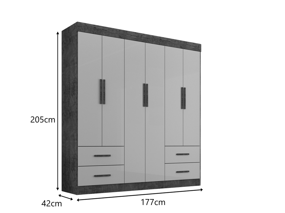 Guarda Roupa Casal 6 Portas 4 Gavetas New Verona Salleto Ipê/Off White