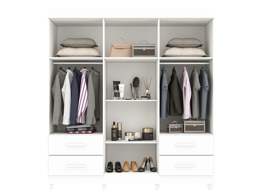Guarda Roupa Casal 6 Portas 4 Gavetas New Verona Salleto Ipê/Off White