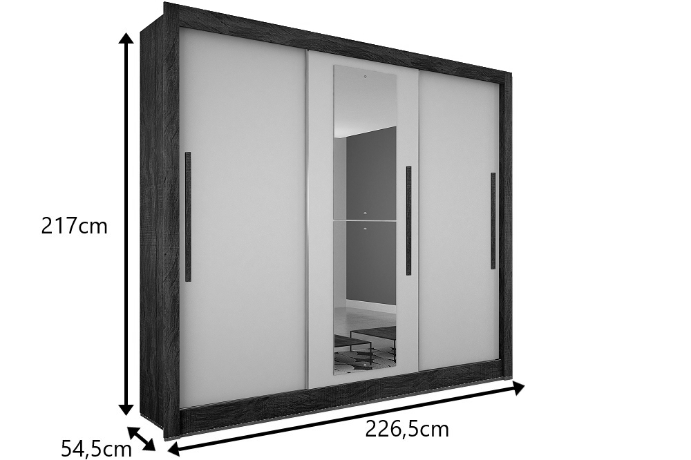 Guarda Roupa Com Espelho 3 Portas 4 Gavetas New Tokio Salleto Branco