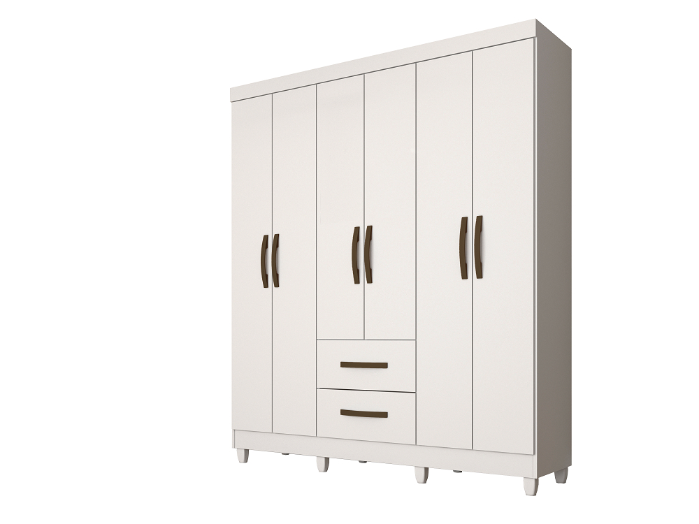 Guarda Roupa Salleto Estrela 6 Portas 2 Gavetas Salleto Branco
