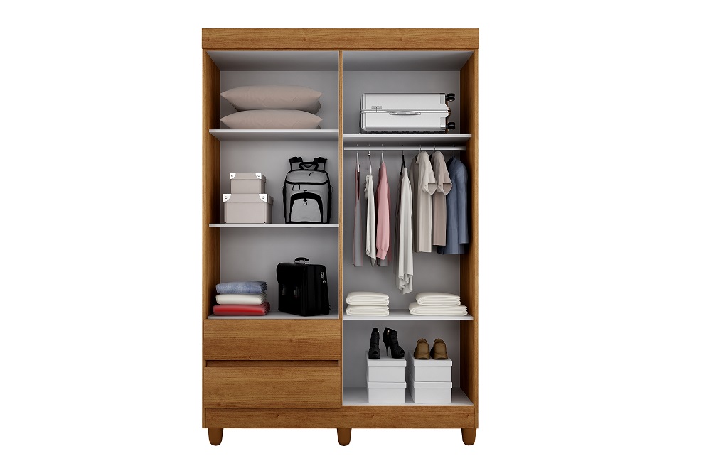 Guarda Roupa Solteiro 4 Portas 2 Gavetas Porto Salleto Branco