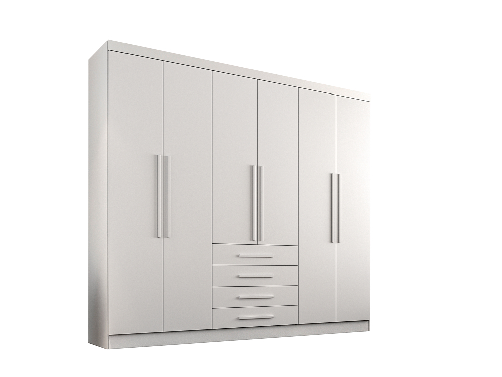Guarda Roupas Lisboa 6 Portas 4 Gavetas Salleto Branco