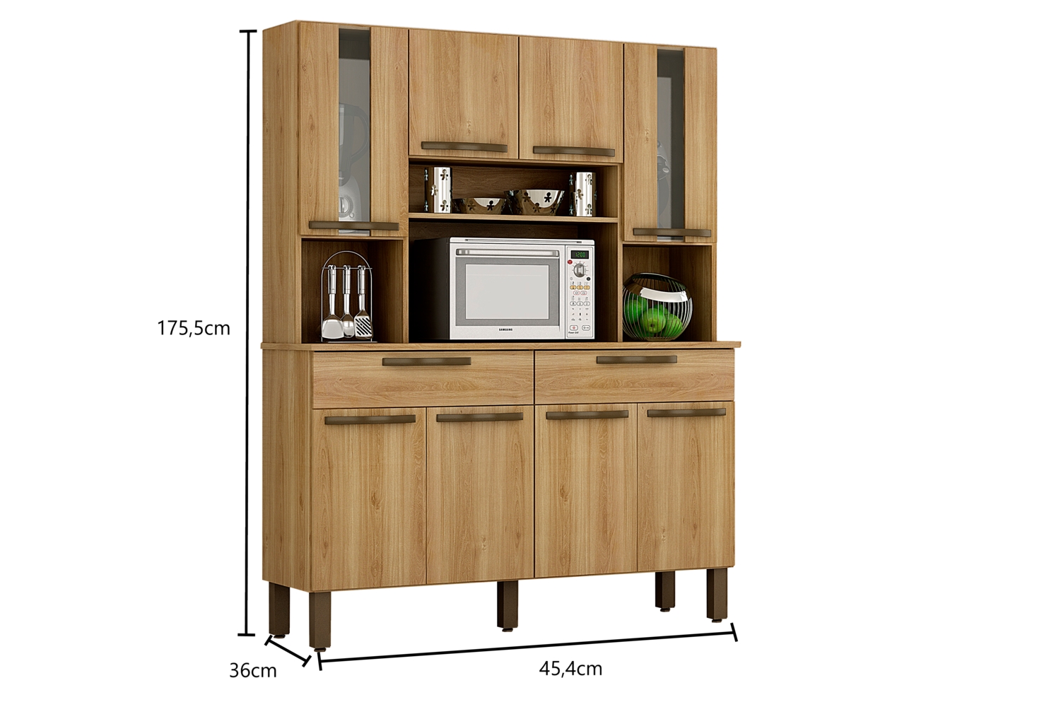 Kit Cozinha Turim 8 Portas Salleto Carvalho