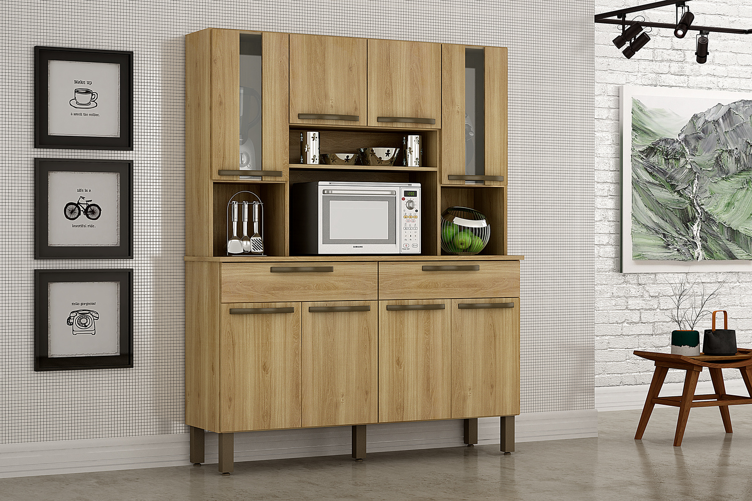 Kit Cozinha Turim 8 Portas Salleto Carvalho