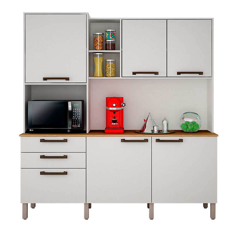 Cozinha Compacta Londres 6 Portas 2 Gavetas Branca