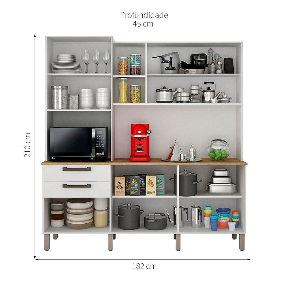 Cozinha Compacta Londres 6 Portas 2 Gavetas Branca