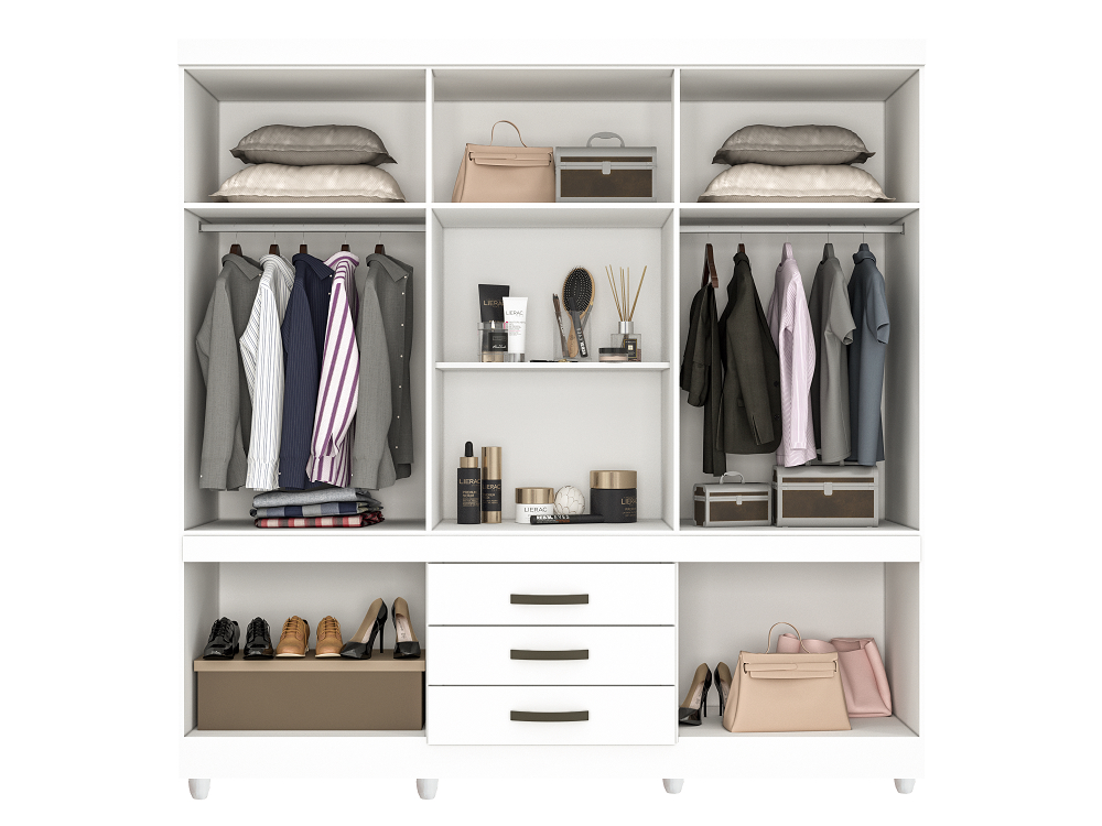 Roupeiro New Parma 10 Portas 3 Gavetas Salleto Branco