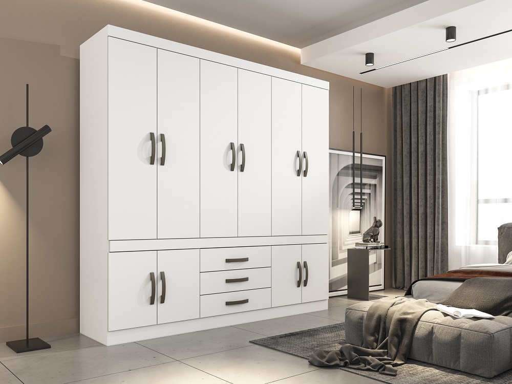 Roupeiro New Parma 10 Portas 3 Gavetas Salleto Branco