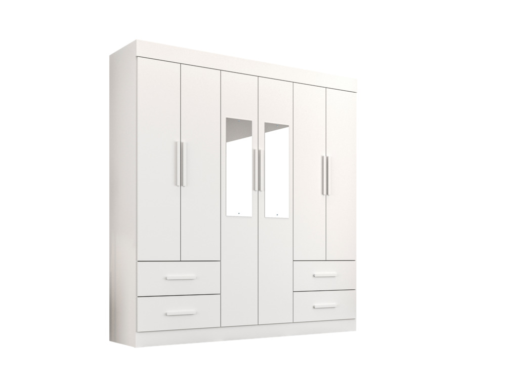 Roupeiro New Verona 6 Portas com Espelho Salleto Branco
