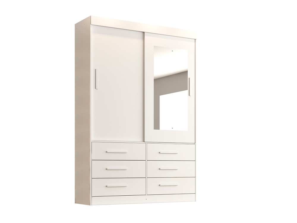 Roupeiro Star 2 Portas com Espelho Salleto Branco
