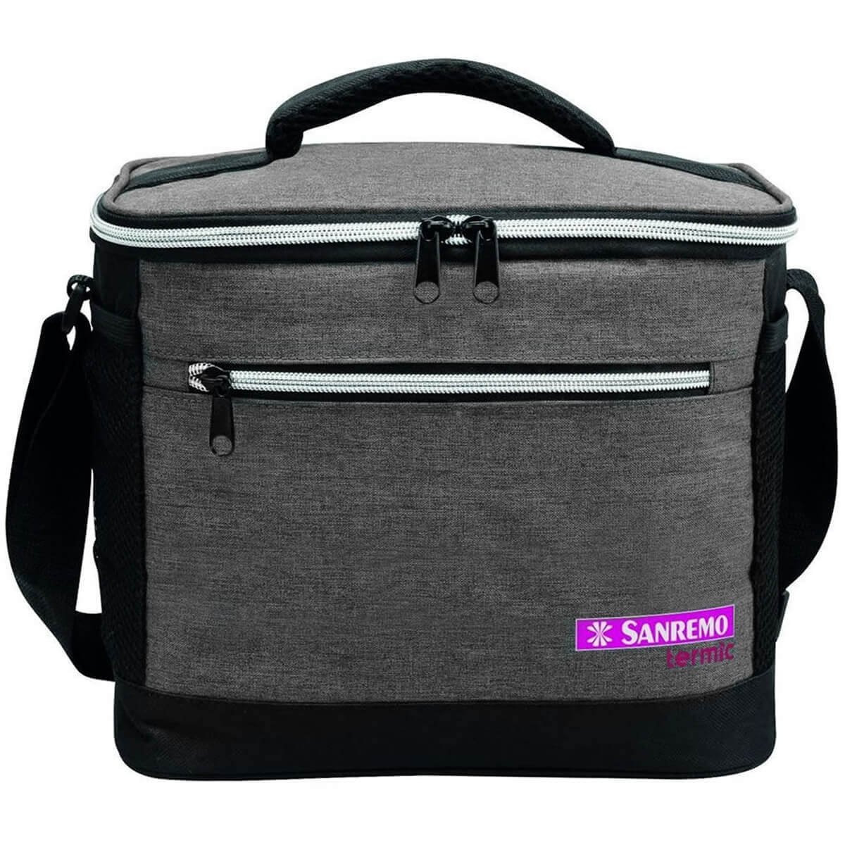 Bolsa Térmica Cooler Com Alças Sanremo 8 Litros Praia Marmita Lanche Cinza