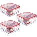 Conjunto 3 Potes Quadrados Vidro Sanremo Tampa Hermética Trava 700ml