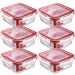 Conjunto 6 Potes De Vidro Quadrados Com Tampas Herméticas 330ml Sanremo