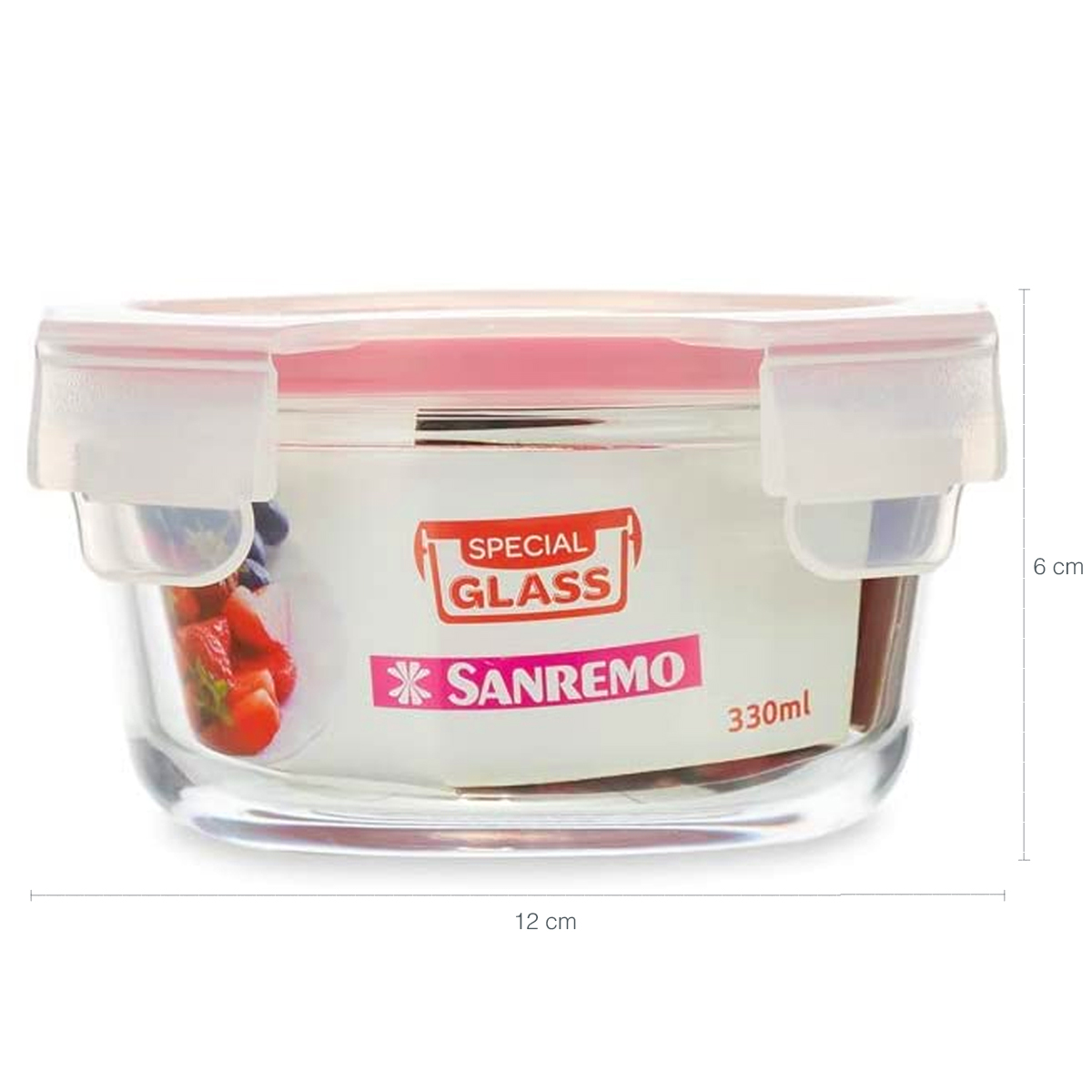 Conjunto 6 Potes De Vidro Redondos Com Tampas Herméticas 330ml Sanremo