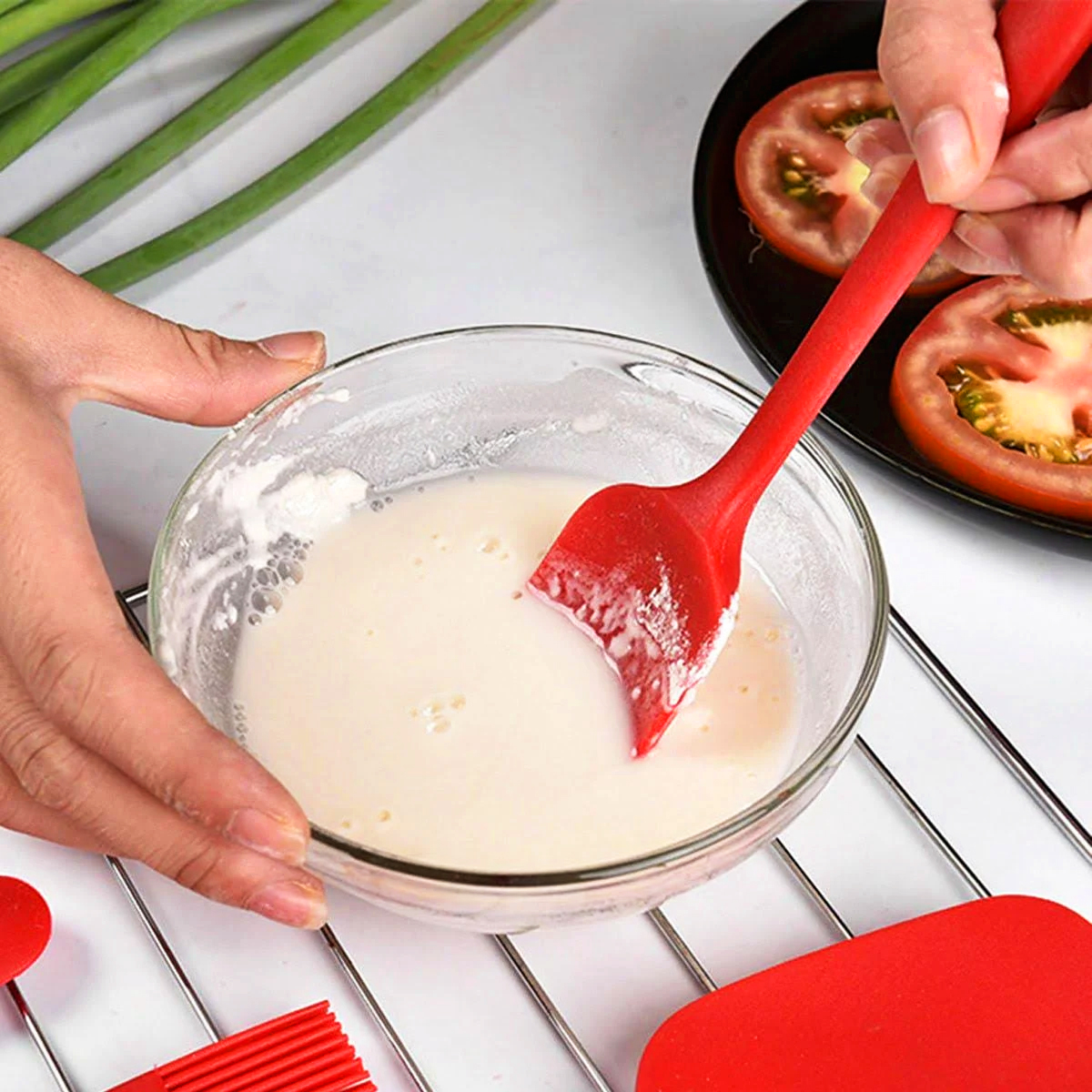 Espátula Colher de Silicone Vermelha Para Cozinha Utensílios