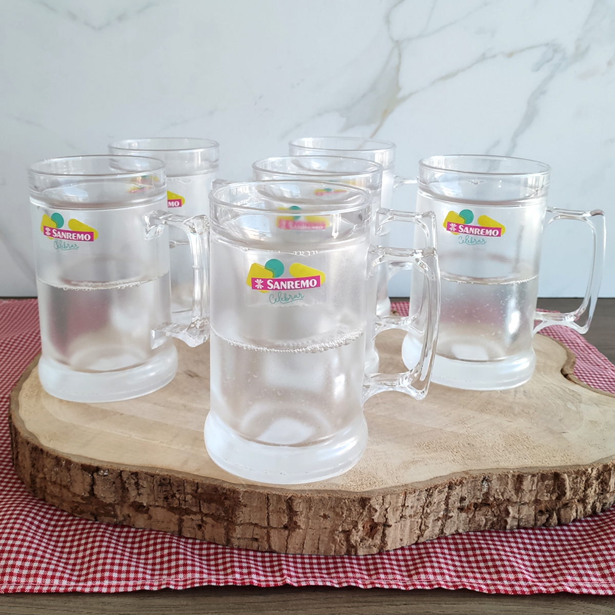 Jogo 6 Canecas Térmicas Para Cerveja Chopp 300ml Canecas De Acrílico Com Gel Sanremo